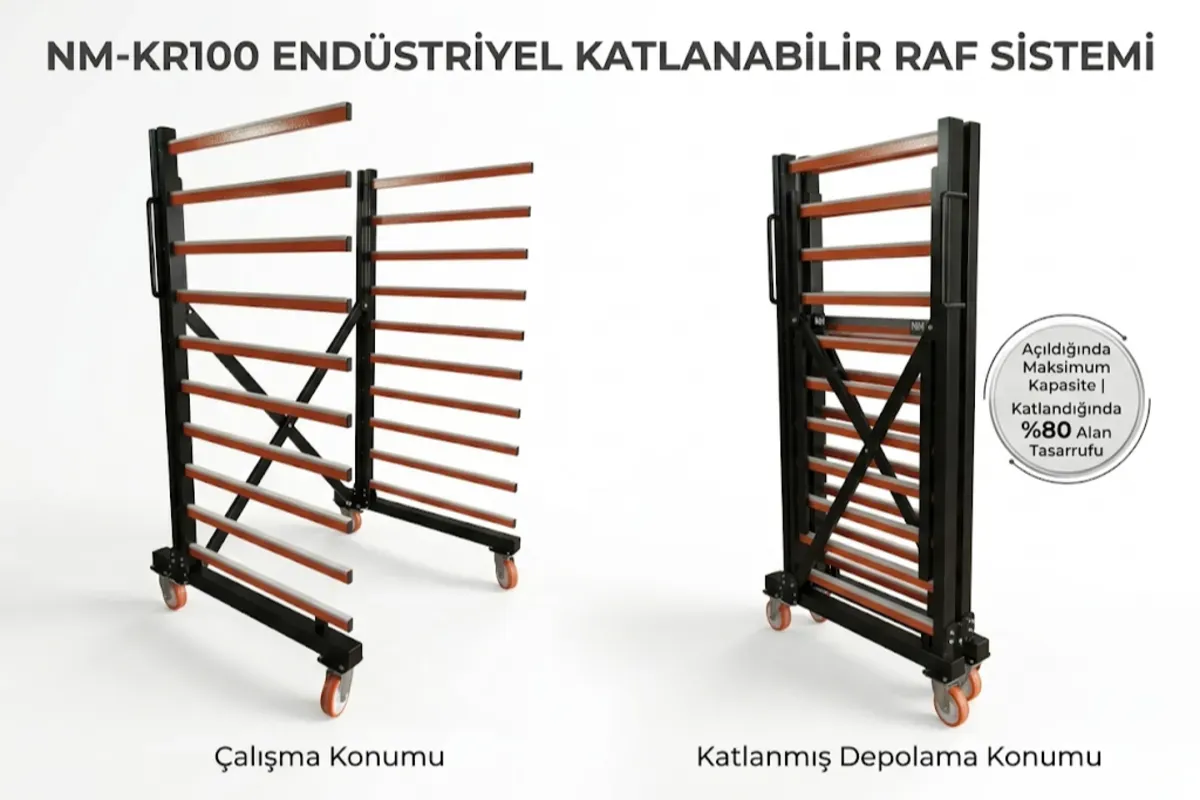 NM-KR100 Endüstriyel Katlanabilir Raf Sistemi